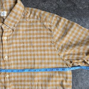 Harry Rosen Flannel GMF965 Checked Plaid Button Down Shirt N16.5 Butterscotch